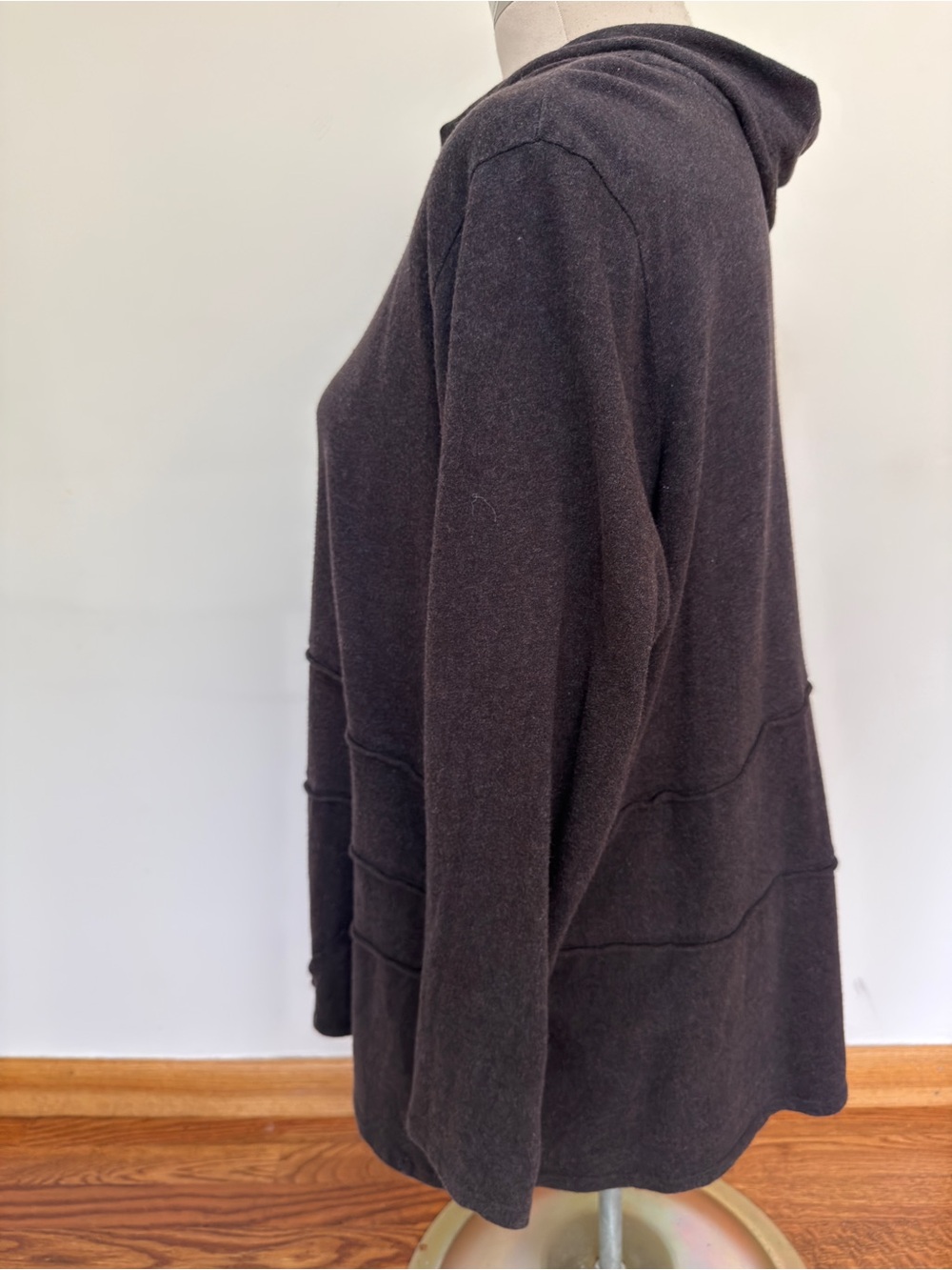 Soft Surroundings Charcoal Layered Seam Long-Sleeve Top #176 - Picture 3 of 5